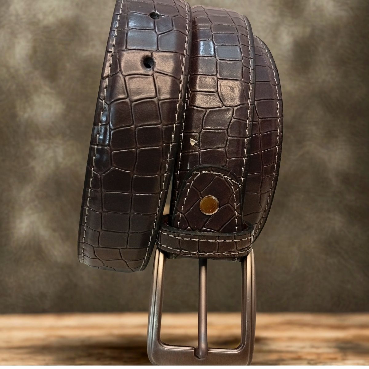 Crocodile Belt - Chocolate