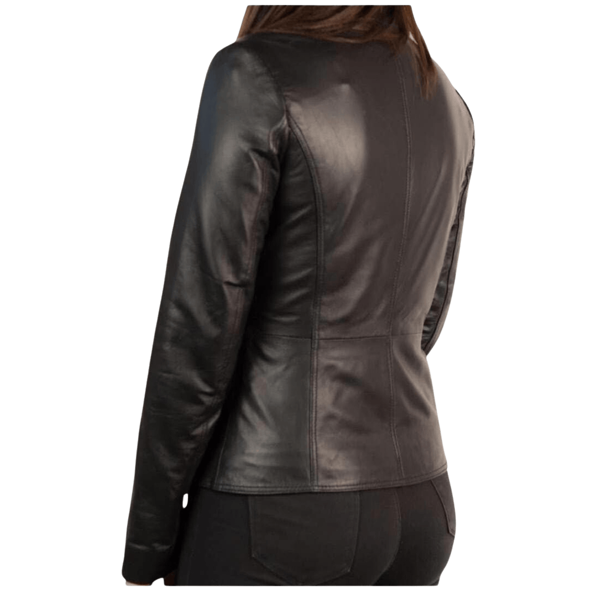 Ladies Black Leather Jacket - Image 2